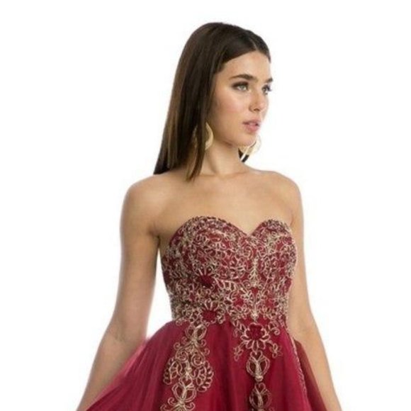 NEW BURGUNDY Sweetheart Neck A-Line Shape Prom Dress JT837 - Picture 6 of 7